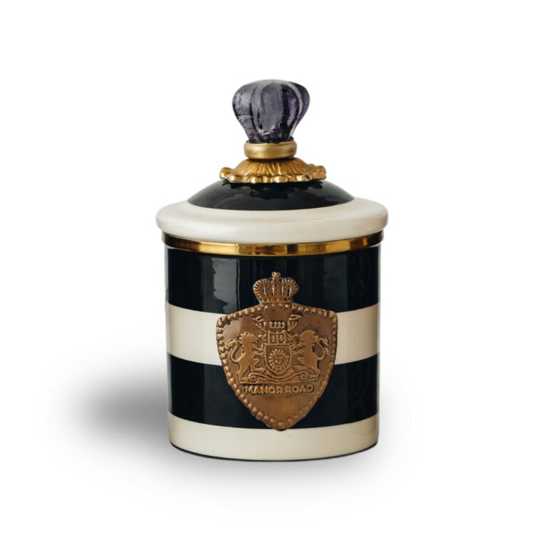 Enamel Canister – Black/Ivory Stripe