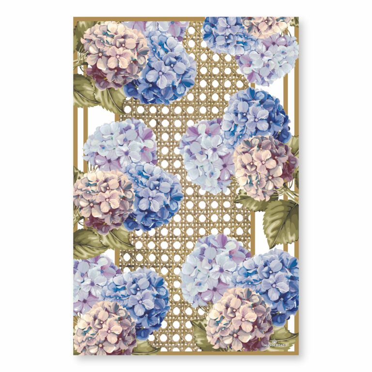 Microfiber Tea Towel – Hydrangea & Rattan