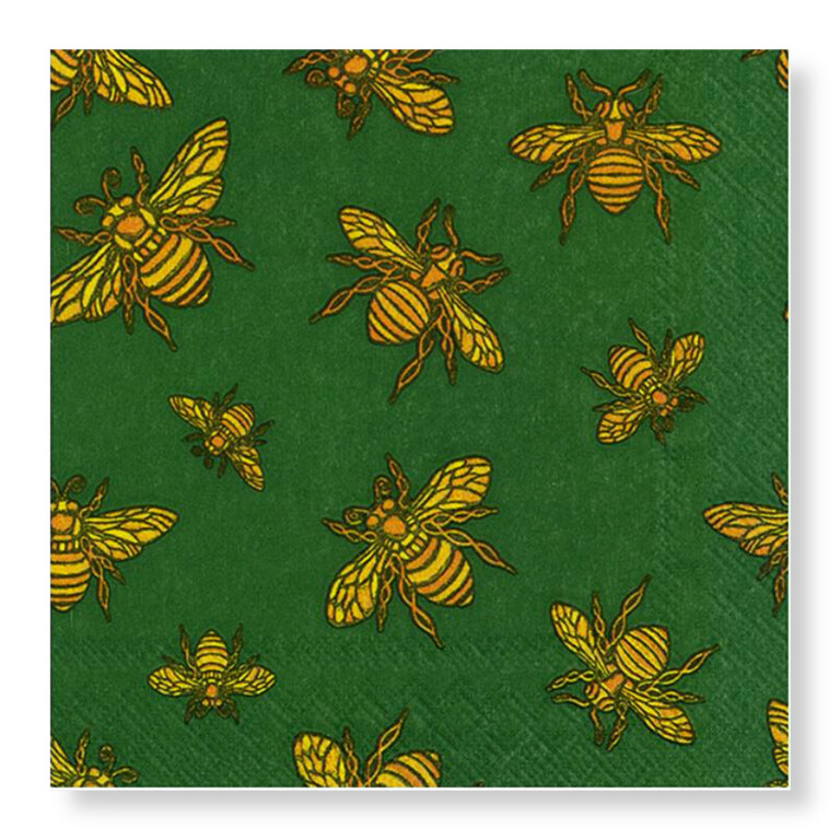 Honey Bee Gold/Green Napkins – Cocktail