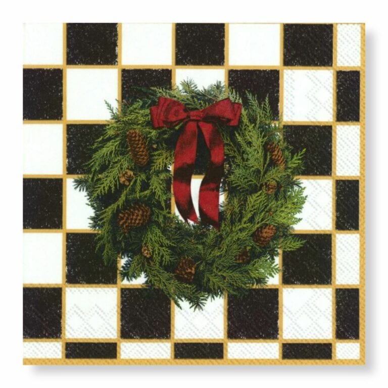 Checkered Wreath Napkins – Luncheon