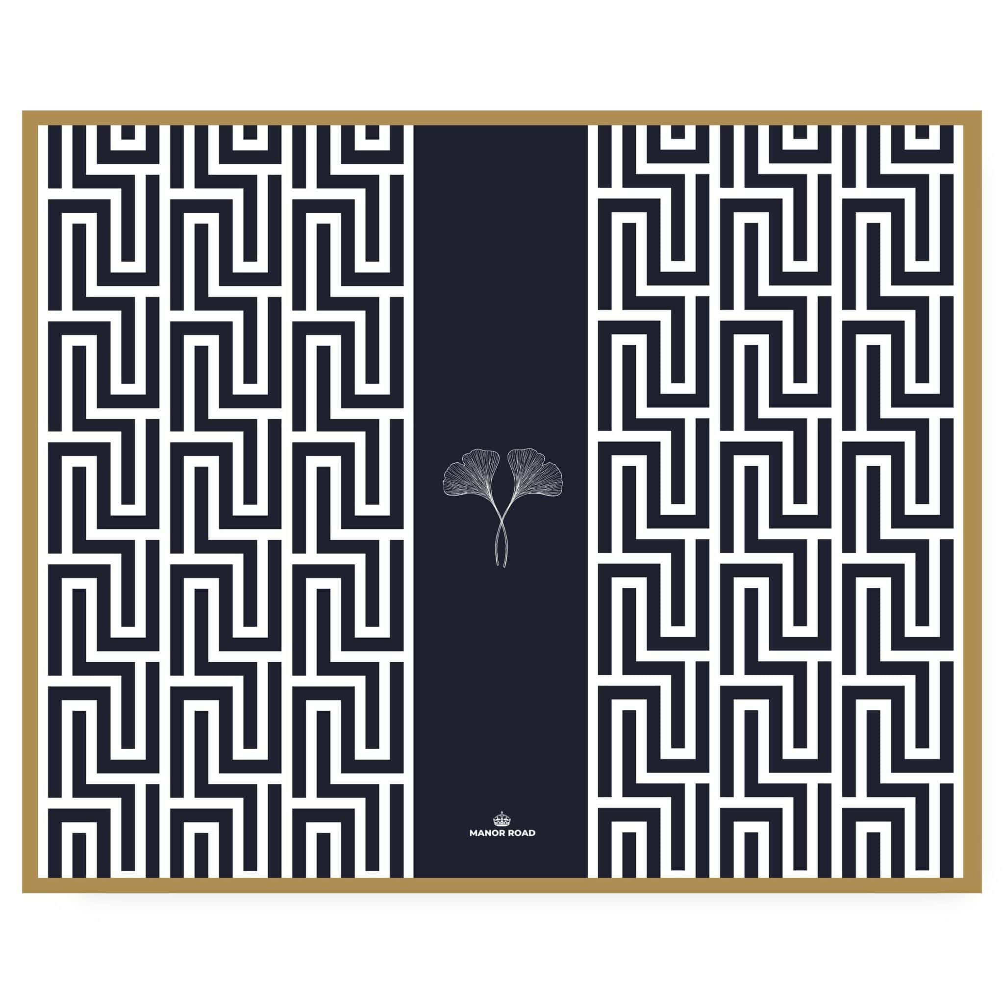 Gingko (Navy) Paper Placemat Pad Manor Road